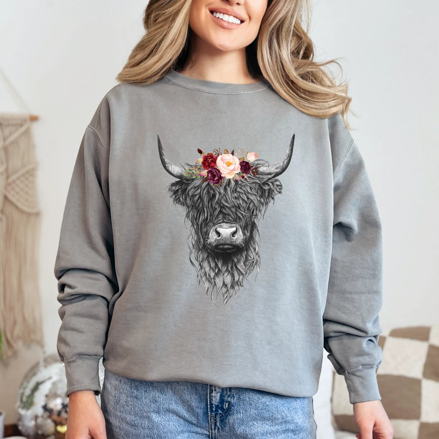 Floral Highland Cow