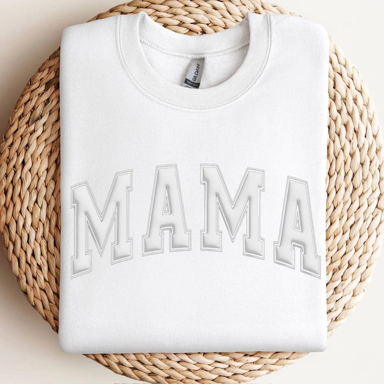 Mama White Puff Print