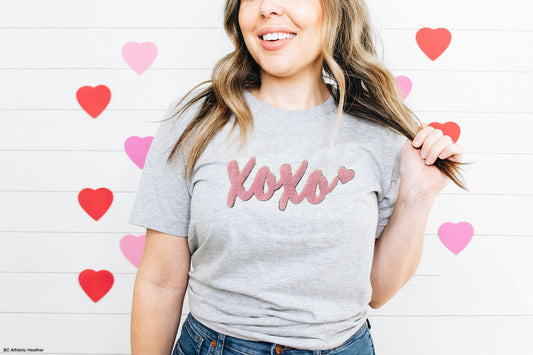 XOXO  Pink and Gold Chenille Patch